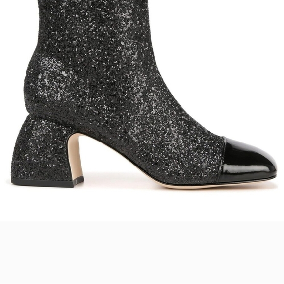 Circus NY Osten Black Sparkly Ankle Boots Women’s Size 8 NWTB Zip Block Heel - Picture 2 of 12